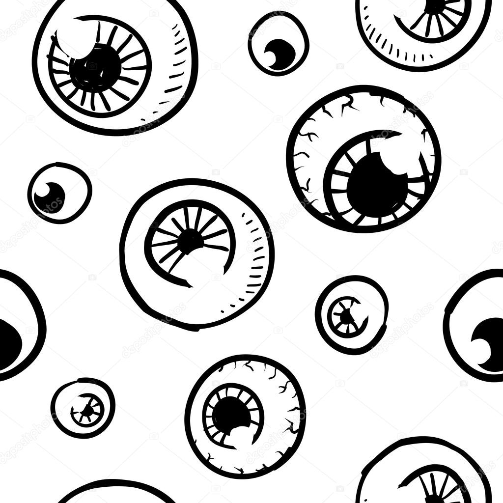 Seamless eyeball vector sketch
