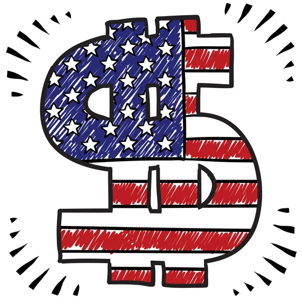 Desenho Patriótico do Dólar Americano Gráficos De Vetores