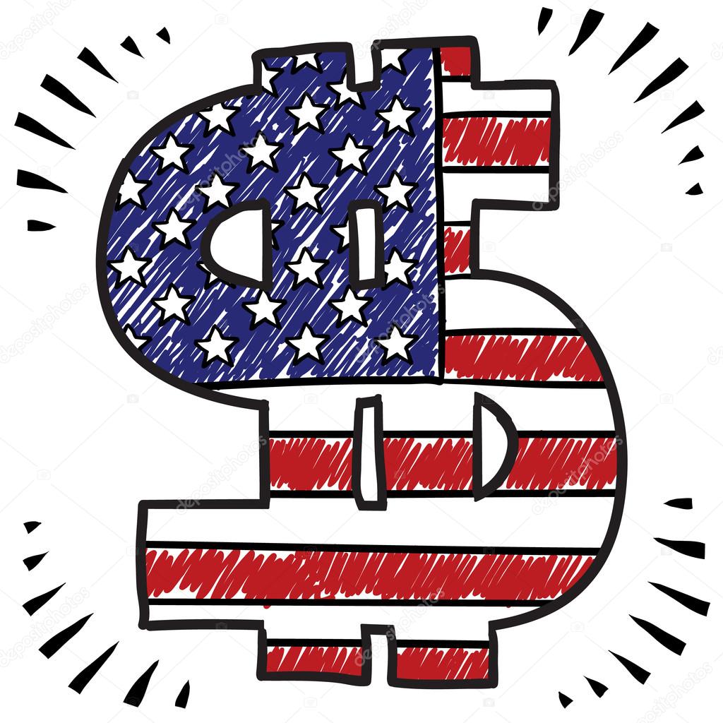 Patriotic American Dollar sketch