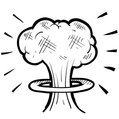 Nuclear mushroom cloud sketch clipart