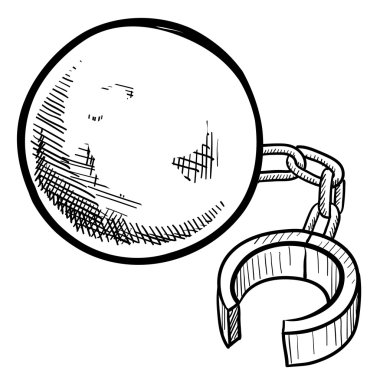 Ball and chain sketch clipart