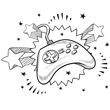 Video game excitement sketch clipart