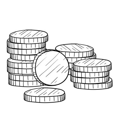 Stack of coins sketch vector