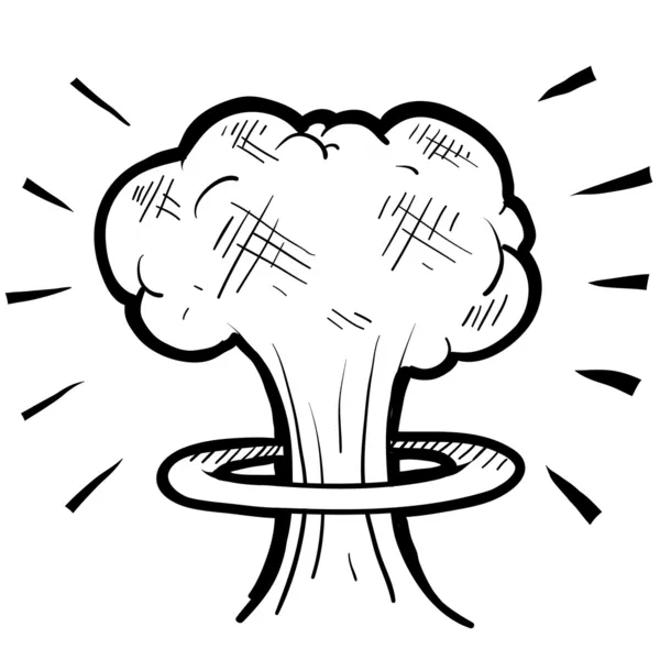 Nuclear mushroom cloud sketch — Stock Vector