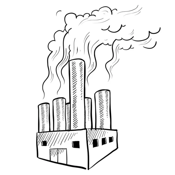 Vervuilende fabriek schets — Stockvector