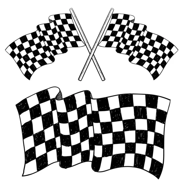 Drapeau damier croquis de course — Image vectorielle