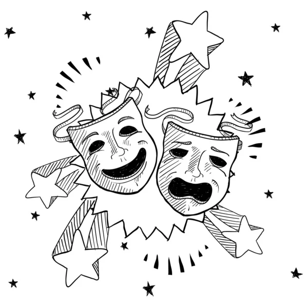 Theater masks sketch — Stock Vector