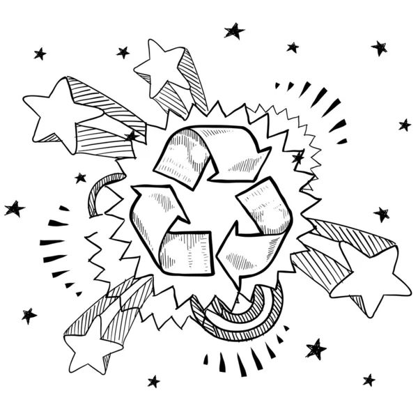 Emocionado por el boceto de reciclaje — Vector de stock
