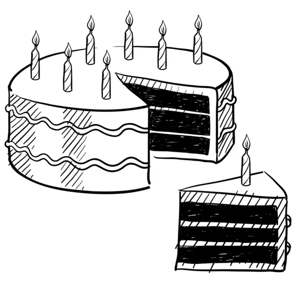Esboço de bolo de aniversário — Vetor de Stock