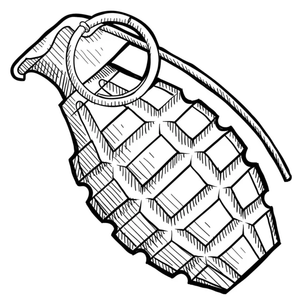 Hand grenade sketch — Stock Vector