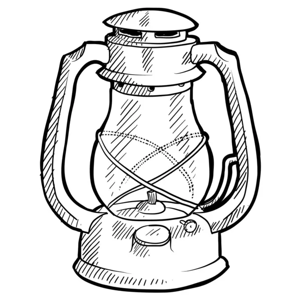 Retro camping lantern sketch — Stock Vector