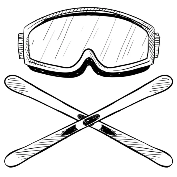 Water ski objecten schets — Stockvector