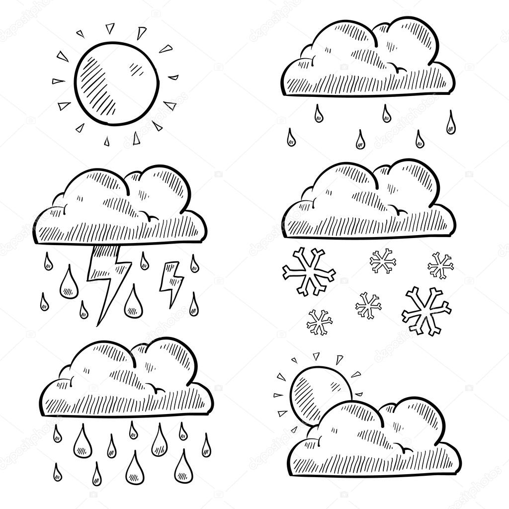 Variety of clouds weather sketch