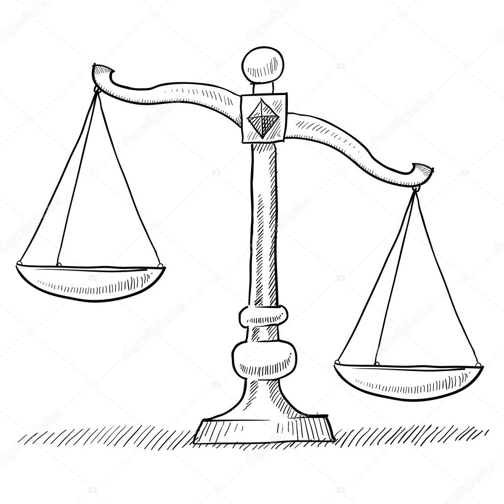 Unbalanced scales of justice sketch
