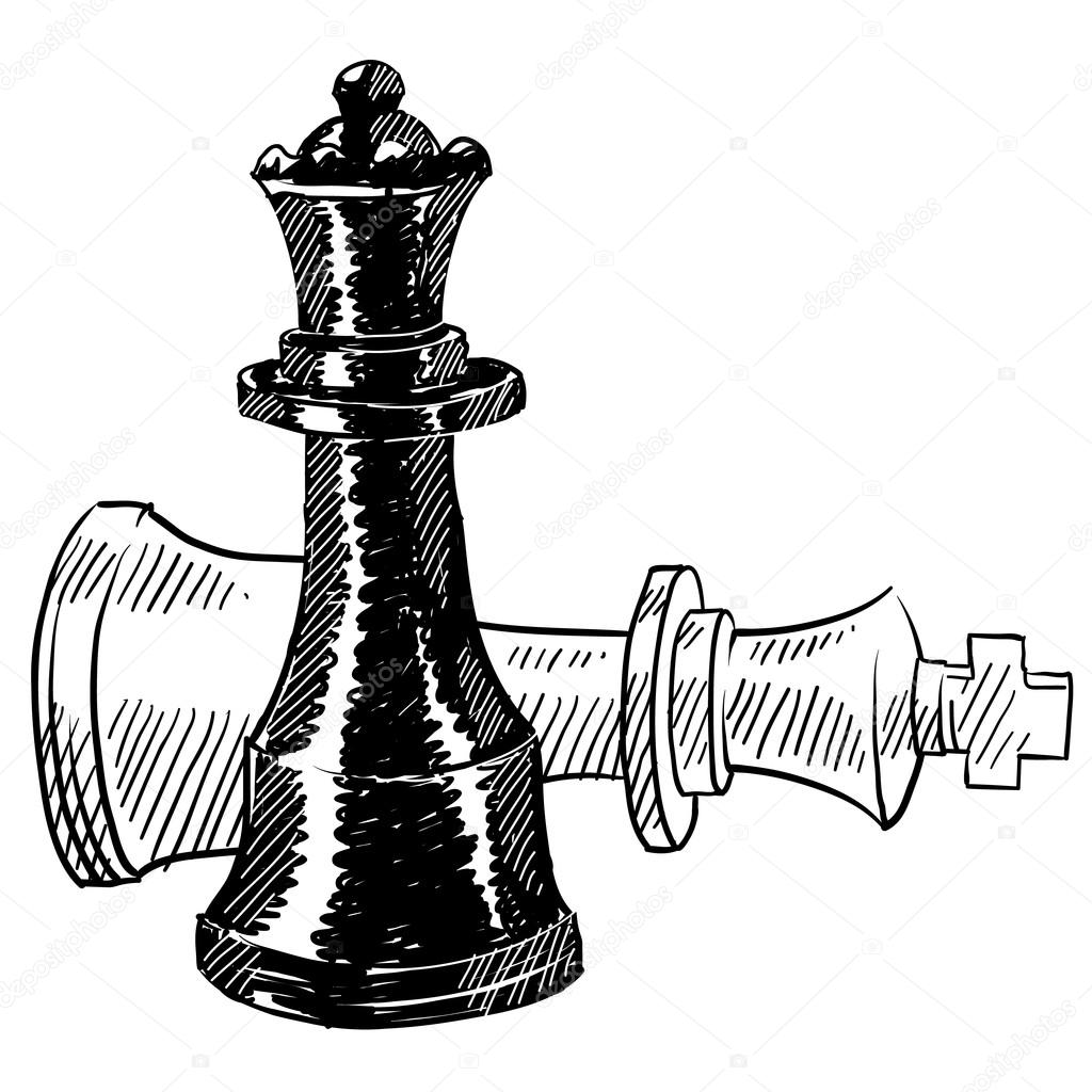 Retro sketch of a queen chess piece Royalty Free Vector