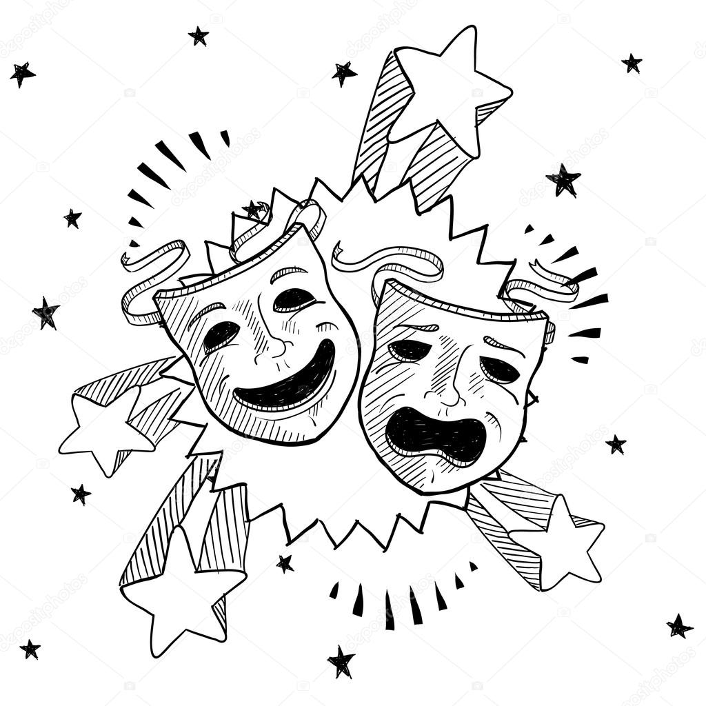 Dibujos dibujo de mascaras de teatro bosquejo de máscaras de teatro