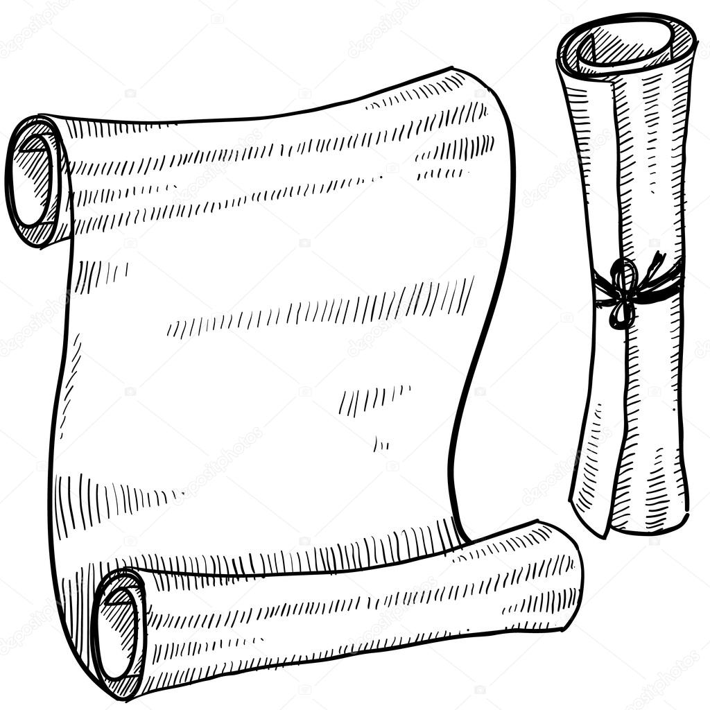 Scroll or blank document sketch