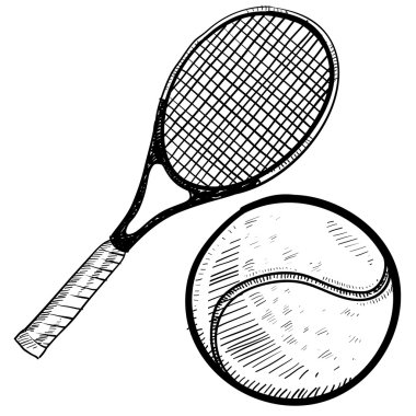 Tennis racket and ball sketch