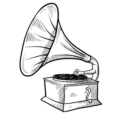 Retro fonograf kroki