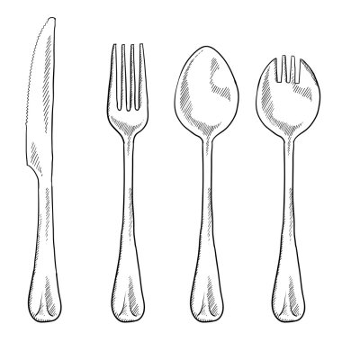 Eating utensils sketch clipart