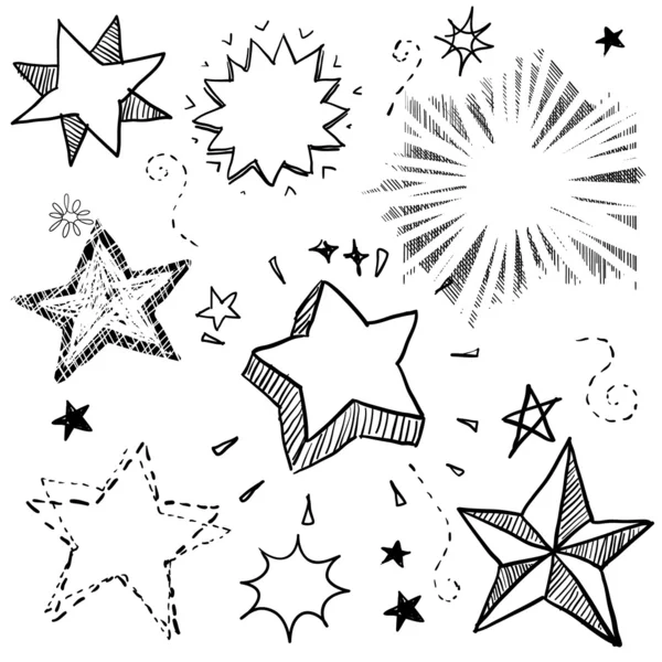 Stars and explosions doodles — Stock Vector