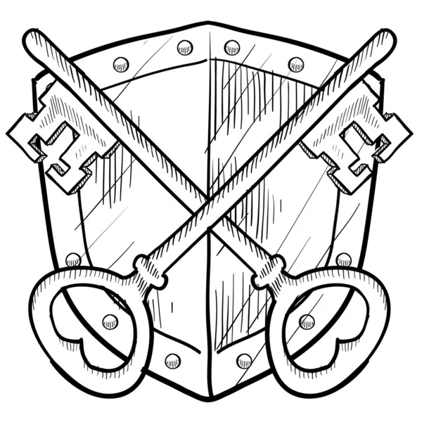 Escudo de seguridad con claves de contraseña bosquejo — Vector de stock