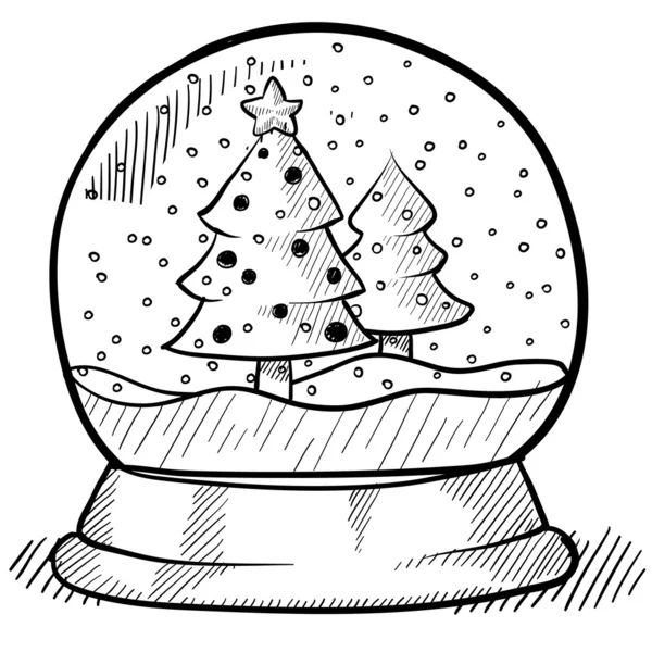 Schneekugelsketch zu Weihnachten — Stockvektor