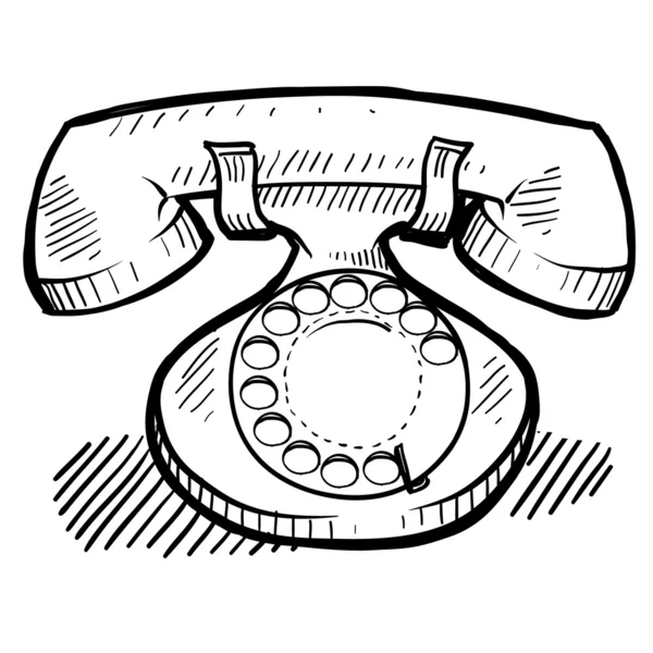 レトロなダイヤル式電話スケッチ — ストックベクタ