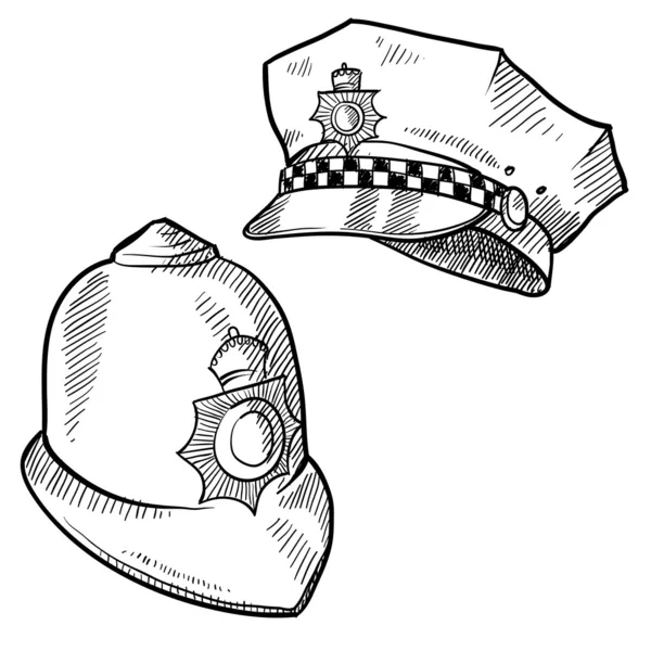 Polícia chapéus esboço — Vetor de Stock