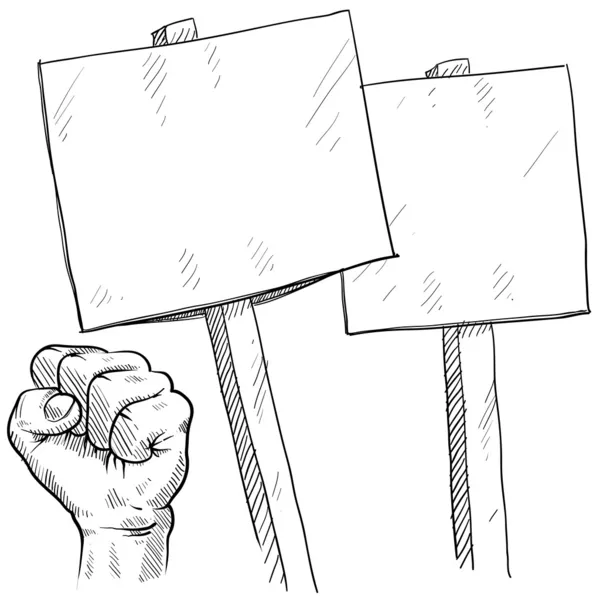 Croquis d'objets de piquetage ou de protestation — Image vectorielle