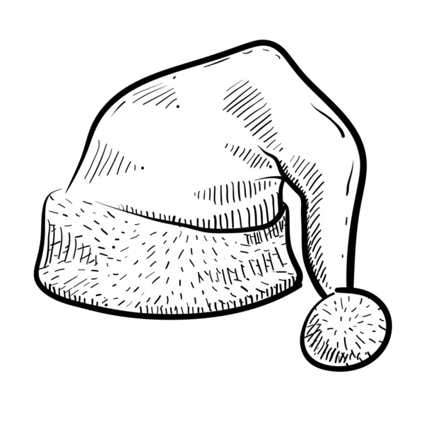 Sombrero de Santa o boceto de gorra — Vector de stock