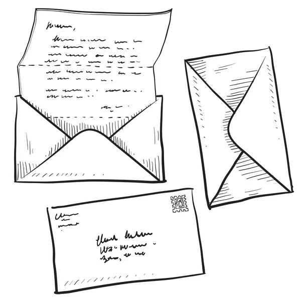 Mail or letter sketch — Stock Vector