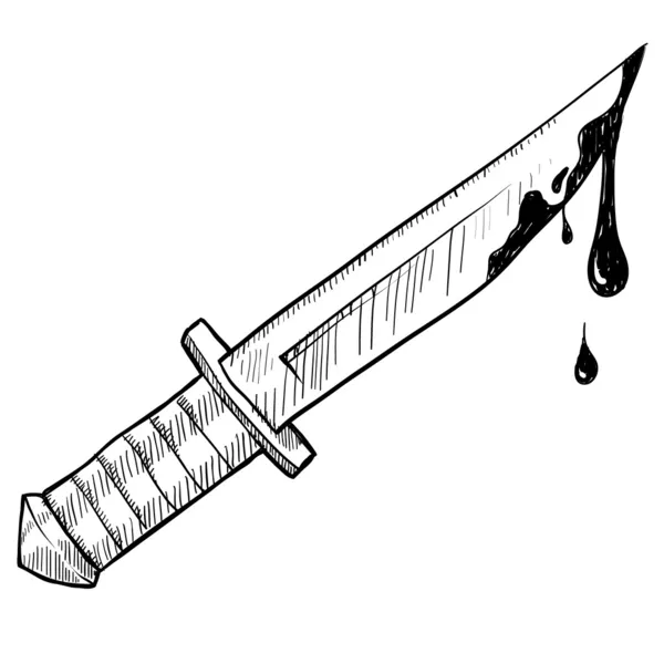 Bloody knife sketch — Stock Vector