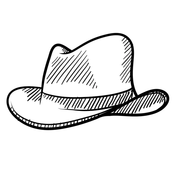 Chapéu de cowboy ou esboço de fedora — Vetor de Stock