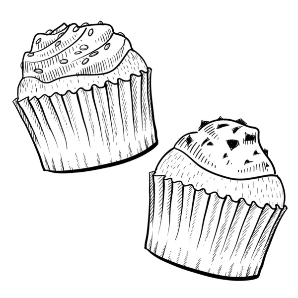 Cupcakes esboço — Vetor de Stock