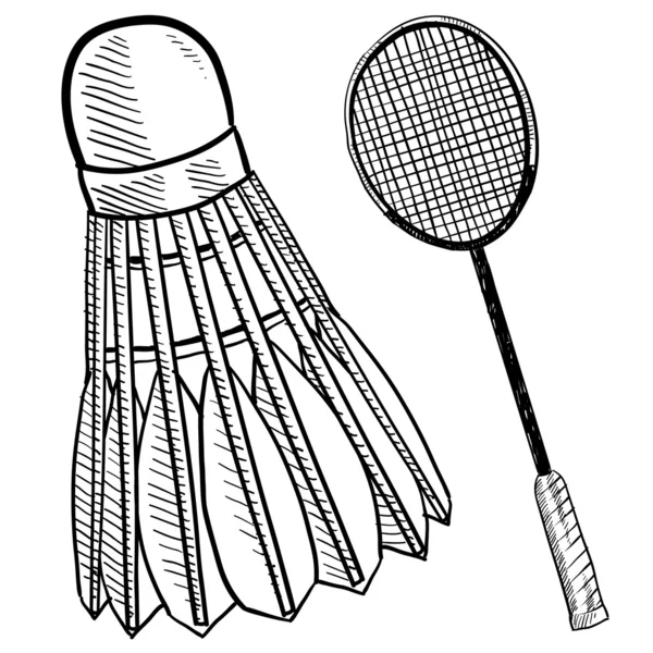 Badminton objecten schets — Stockvector