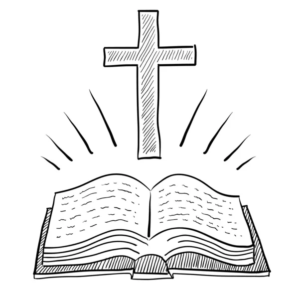 La Biblia y el boceto cruzado — Vector de stock