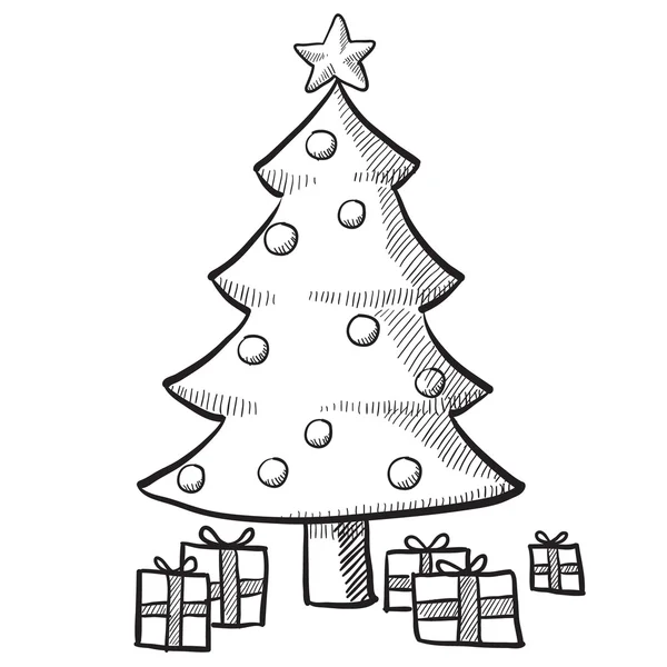 Christmas tree sketch — Stock Vector