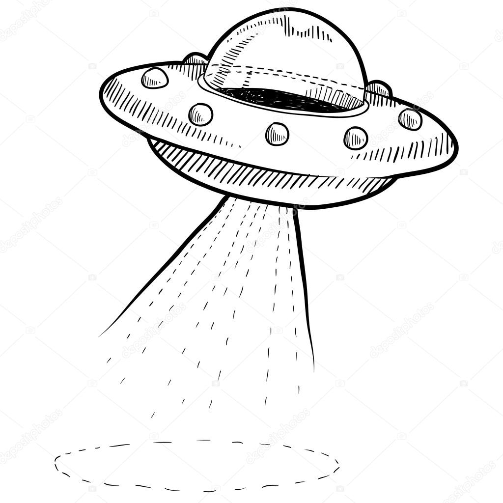 Retro flying saucer sketch