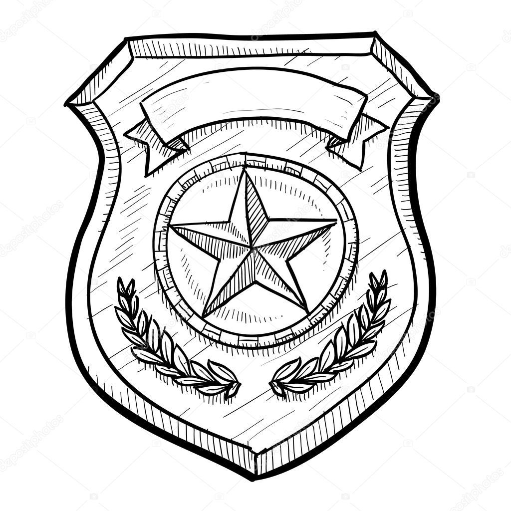 Police or firefighter badge sketch