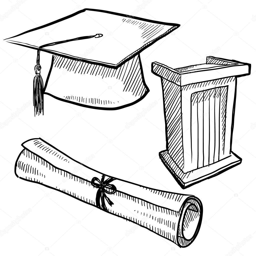 Graduation items sketch Stock Vector by ©lhfgraphics 14136040