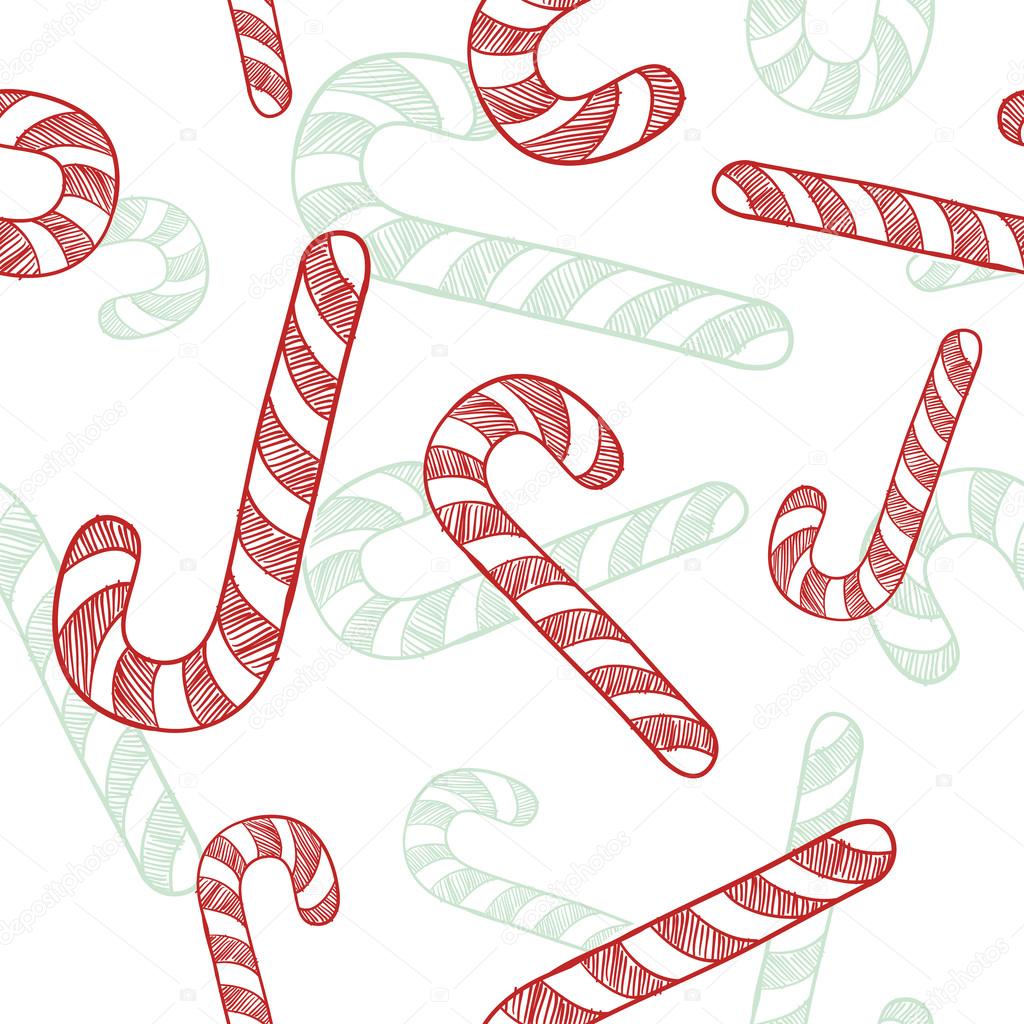 Seamless candy cane vector sketch