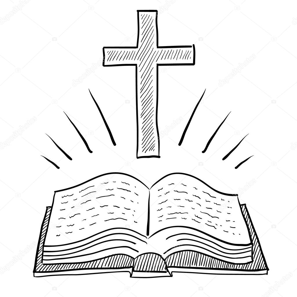 Bible and cross sketch