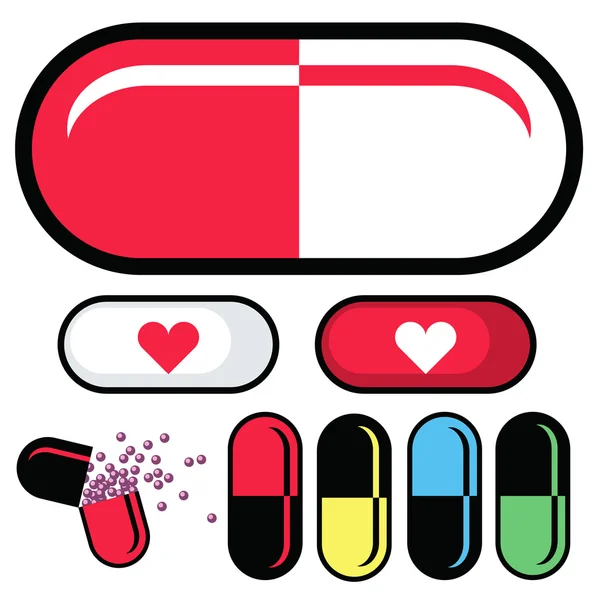 Leki i tabletki wektorowych ilustracji — Wektor stockowy