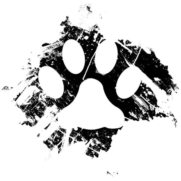 Grunge paw print vector — Stock Vector