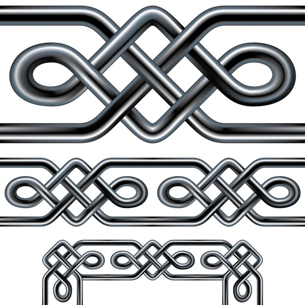 Seamless celtic rope vector borders and patterns — Stock Vector