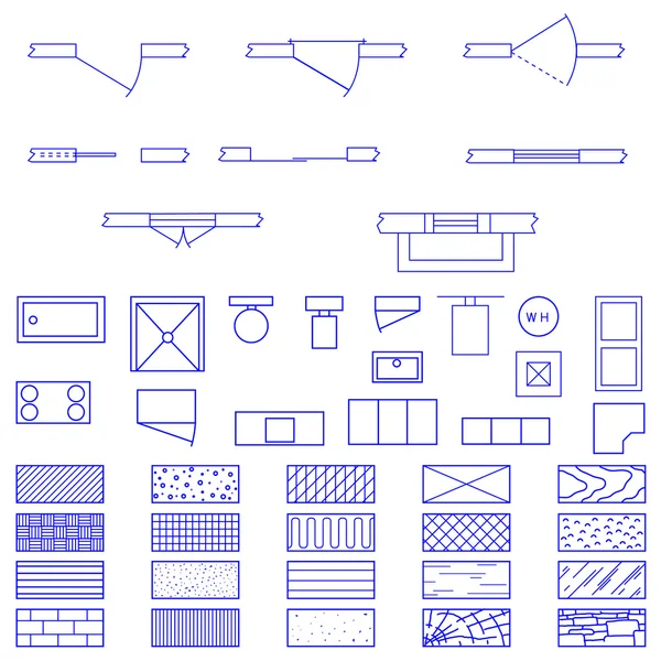 Blauwdruk symbolen set — Stockvector