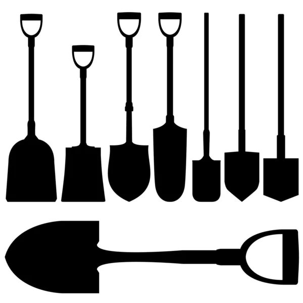 Shovels vector silhouettes — Stock Vector