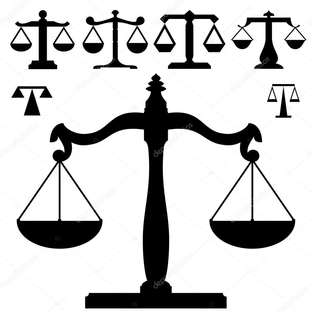 Justice scales in vector silhouette