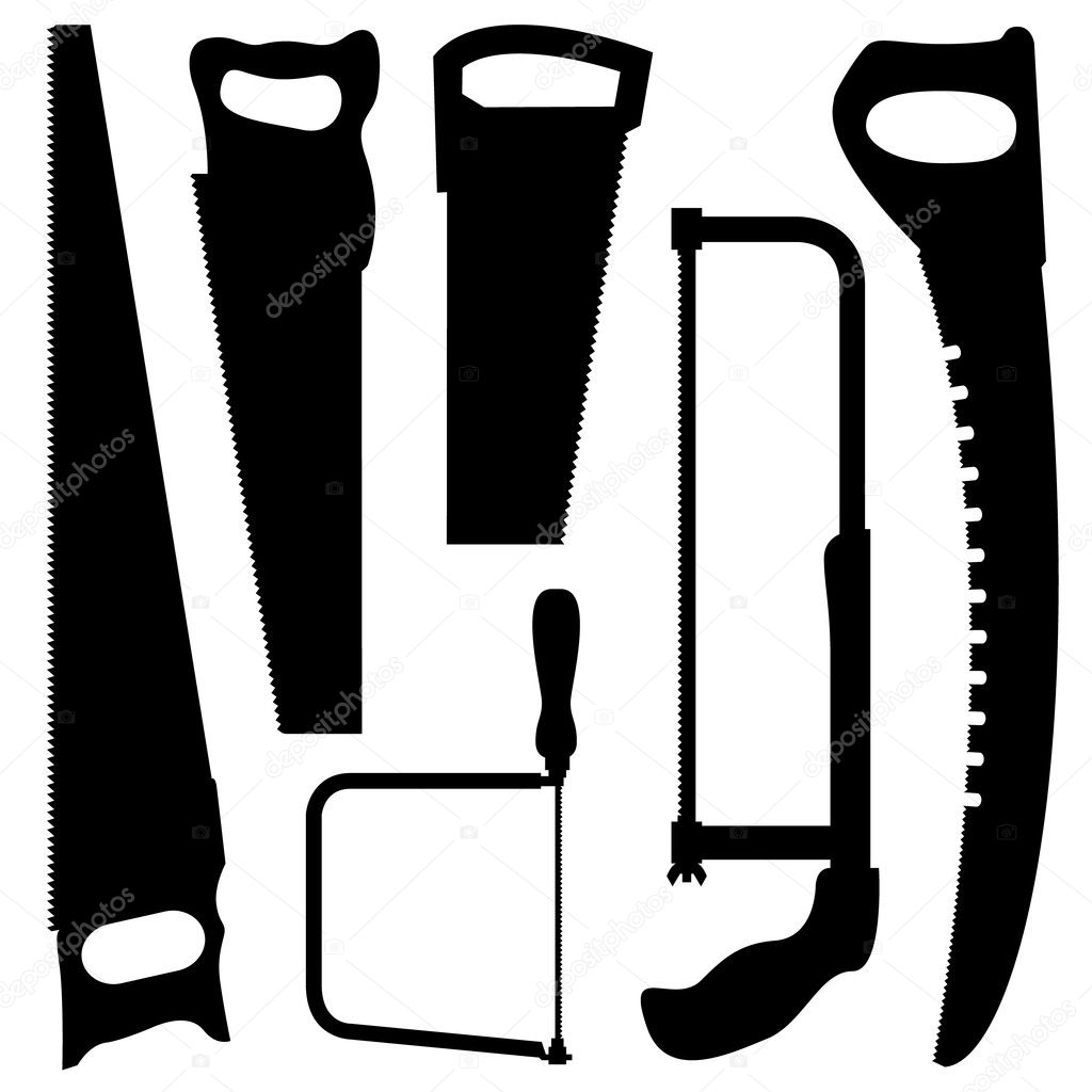 Saws in vector silhouette